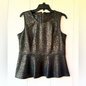ALFANI Gold And Black Peplum Top